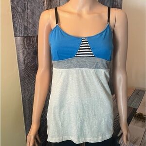 Lululemon Size 10 Blue Black & White Stripe Thin Strap lined Tank Top!  (EUC)